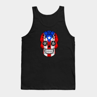 Puerto Rican Flag Sugar Skull with Roses Tank Top